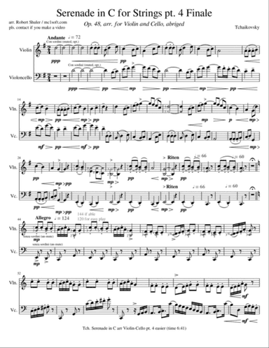Serenade in C for Strings pt 4 Finale for Violin & Cello