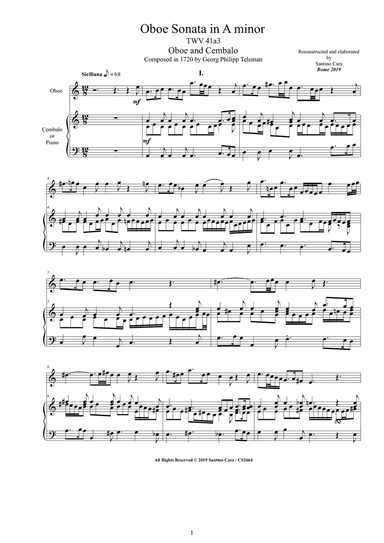 Telemann - Oboe Sonata in A minor TWV 41a3 for Oboe and Cembalo (or Piano)