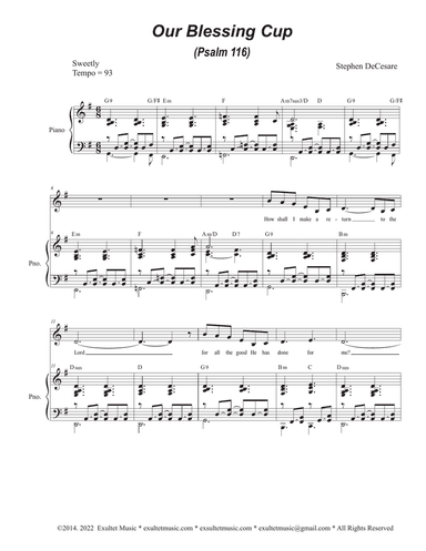 Our Blessing Cup (Psalm 116) (Unison choir)