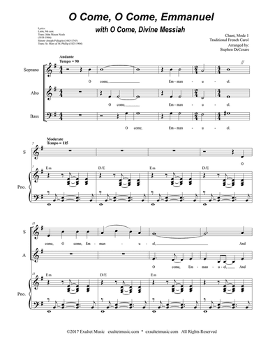 O Come, O Come, Emmanuel with O Come, Divine Messiah (SAB)
