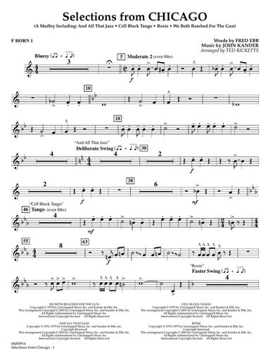 Selections from Chicago (arr. Ted Ricketts) - F Horn 1