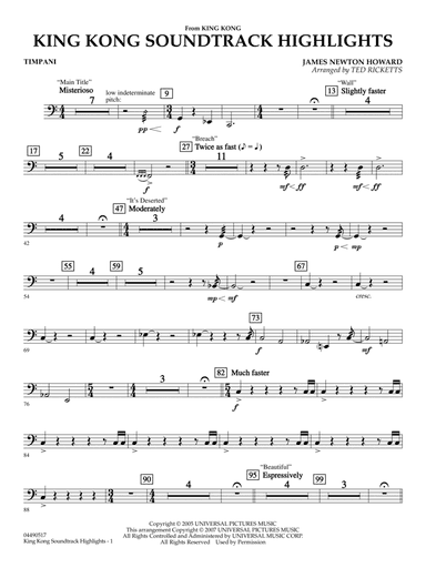 King Kong (Soundtrack Highlights) (arr. Ted Ricketts) - Timpani