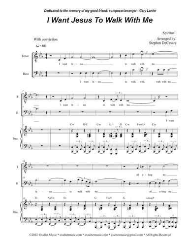 I Want Jesus To Walk With Me (Duet for Tenor and Bass solo)