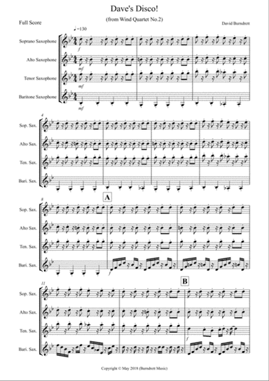 Dave's Disco! for Saxophone Quartet