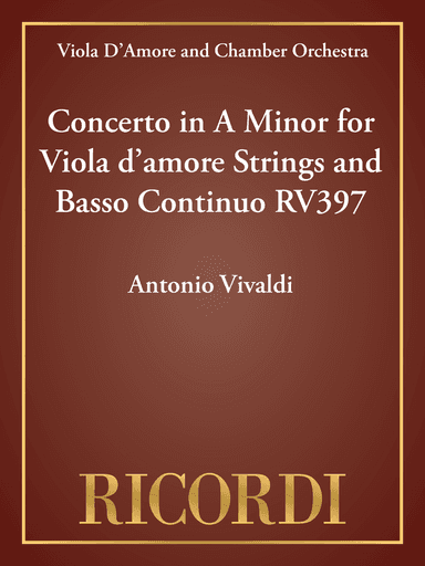 Concerto in A Minor for Viola d'amore Strings and Basso Continuo RV397