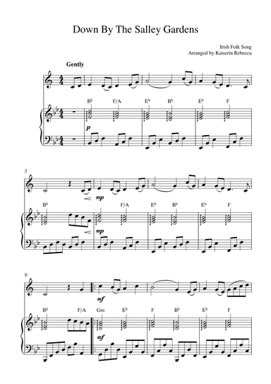 Down By The Salley Gardens (for tenor saxophone solo and piano accompaniment)