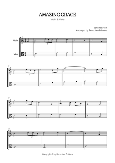 Amazing Grace • easy violin and viola duet sheet music