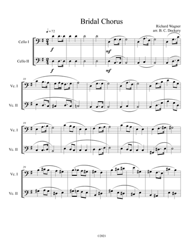 Bridal Chorus (Here Comes the Bride) for Cello Duet