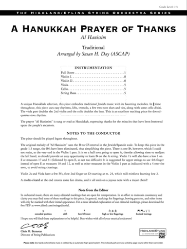 A Hanukkah Prayer of Thanks: Score