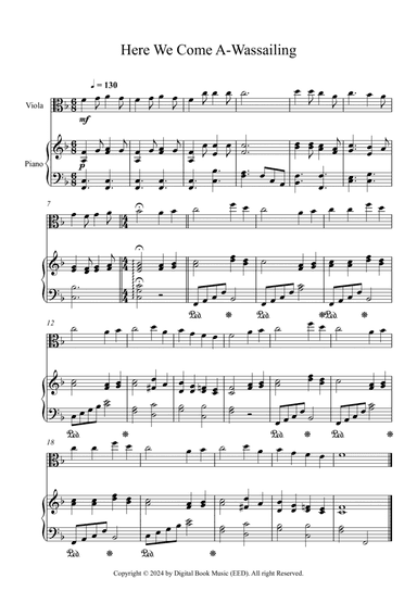 Here We Come A-Wassailing (Viola + Piano)