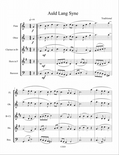 Auld Lang Syne for Wind Quintet