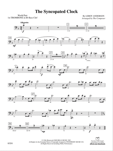 The Syncopated Clock: (wp) 1st B-flat Trombone B.C.