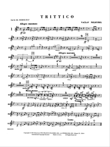 Trittico: 2nd & 4th Horns in F
