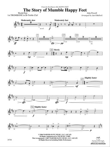The Story of Mumble Happy Feet: (wp) 1st B-flat Trombone T.C.