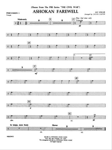 Ashokan Farewell (from "The Civil War"): 1st Percussion