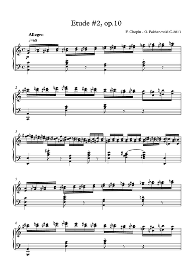 Chopin-Pokhanovski Piano Etude #2 arranged in double notes