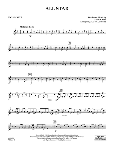 All Star (arr. Matt Conaway) - Bb Clarinet 2