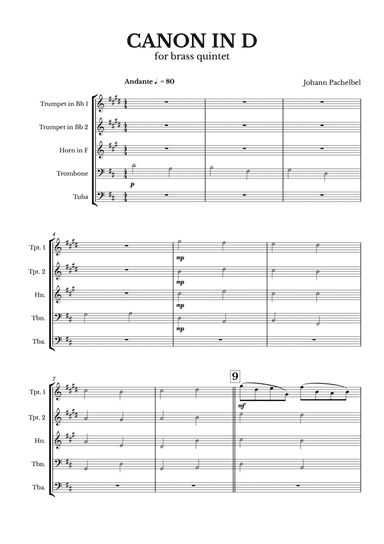 Canon in D for Brass Quintet