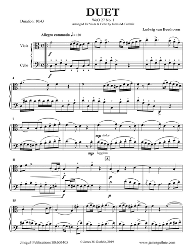 Beethoven: Duet WoO 27 No. 1 for Viola & Cello