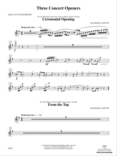Three Concert Openers: 2nd E-flat Alto Saxophone