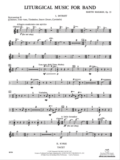 Liturgical Music for Band, Op. 33: 2nd Percussion
