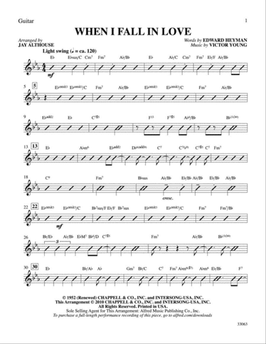 When I Fall in Love: Guitar