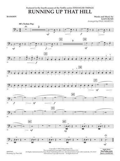 Running Up That Hill (from Stranger Things) (arr. Paul Murtha) - Bassoon