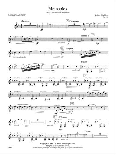 Metroplex: Three Postcards from Manhattan: 3rd B-flat Clarinet