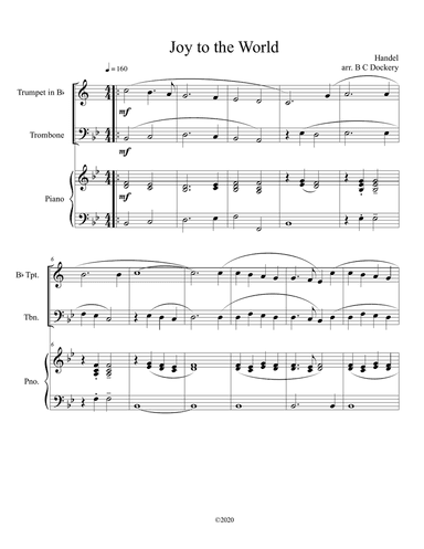 Joy to the World (trumpet and trombone duet) with optional piano accompaniment