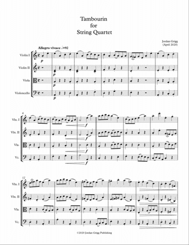 Tambourin for String Quartet