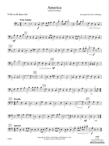 America - Land of Liberty: (wp) B-flat Tuba B.C.