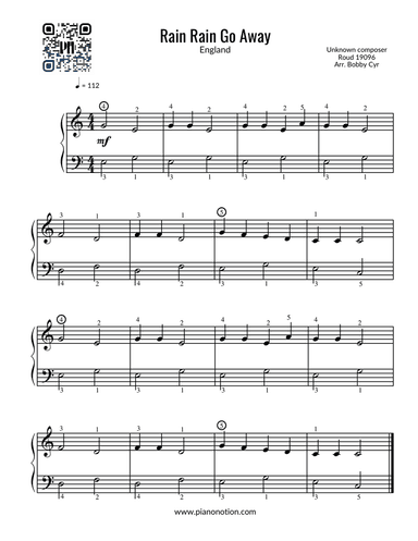 Rain Rain Go Away (Easy Piano Solo)