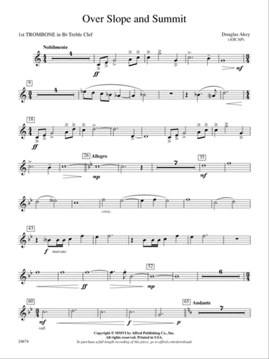 Over Slope and Summit: (wp) 1st B-flat Trombone T.C.