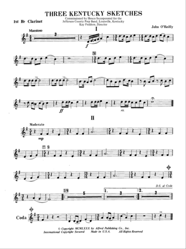 Three Kentucky Sketches: 1st B-flat Clarinet