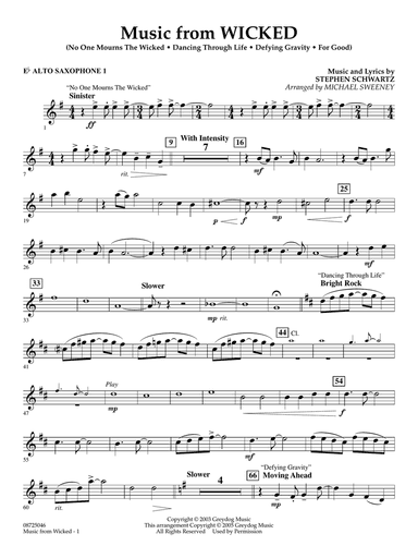 Music from Wicked (arr. Michael Sweeney) - Eb Alto Saxophone 1