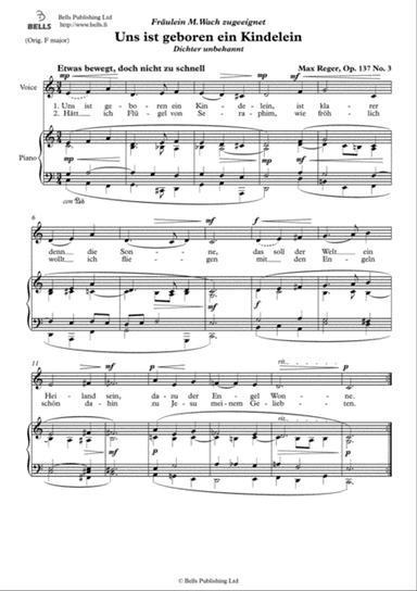 Uns ist geboren ein Kindelein, Op. 137 No. 3 (C Major)