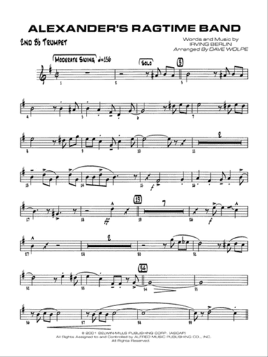 Alexander's Ragtime Band: 2nd B-flat Trumpet