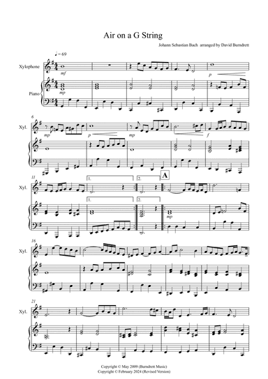 Air on a G String for Xylophone and Piano