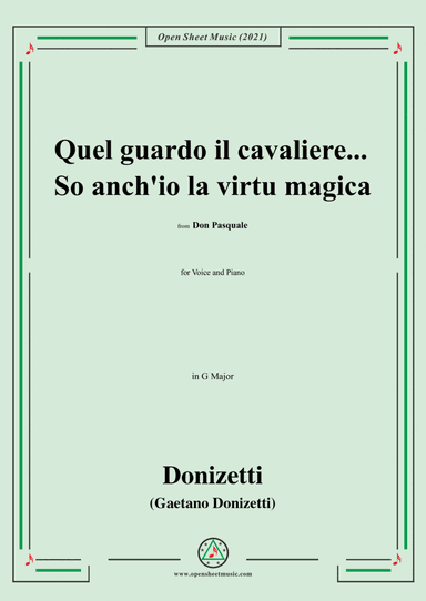 Donizetti-Quel guardo il cavaliere...So anch'io la virtu magica,in G Major,from 'Don Pasquale',for V