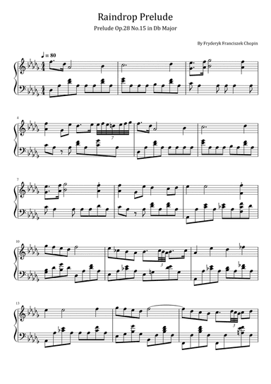 Chopin - Raindrop Prelude - Prelude Op.28 No.15 in Db Major