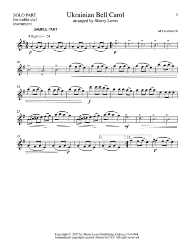 Ukrainian Bell Carol - Carol of the Bells WOODWIND SOLO or any treble clef instrument (for woodwind
