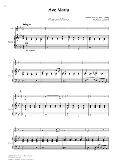 Caccini - Ave Maria - Flute and Piano (Full Score)