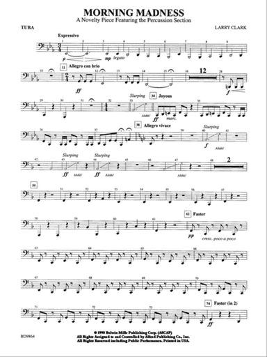 Morning Madness (a novelty featuring the Percussion Section): Tuba