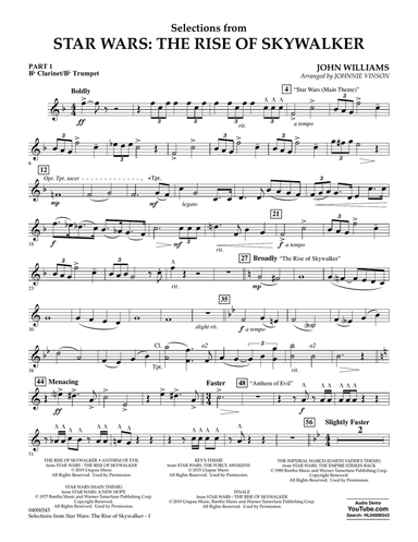 Selections from Star Wars: The Rise of Skywalker - Pt.1 - Bb Clarinet/Bb Trumpet