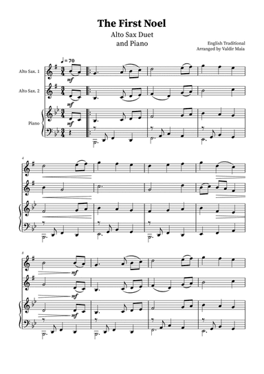 The First Noel - Alto Sax Duet and Piano