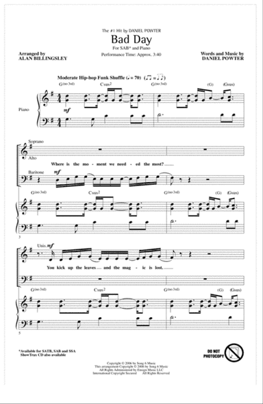 Bad Day (arr. Alan Billingsley)
