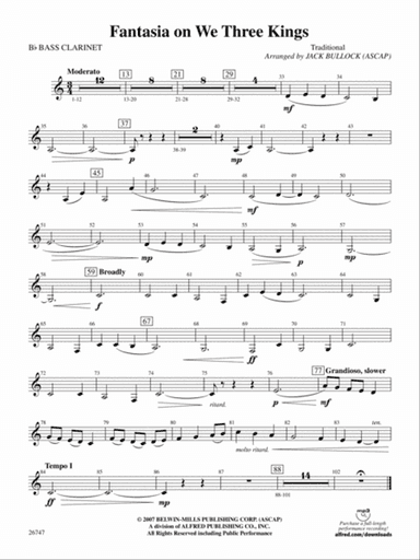 Fantasia on We Three Kings: B-flat Bass Clarinet