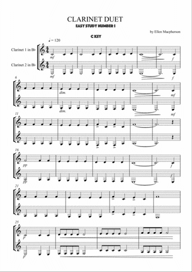 Easy Duet - Clarinet Study in C