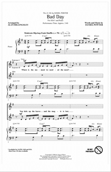 Bad Day (arr. Alan Billingsley)