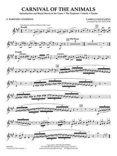 Carnival of the Animals (arr. Jay Bocook) - Eb Baritone Saxophone